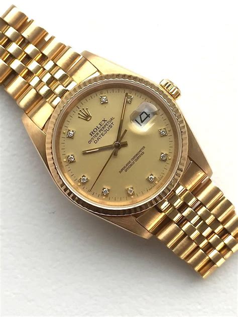 rolex oyster perpetual datejust chronometer gold 18k diamonds|rolex datejust 18k gold price.